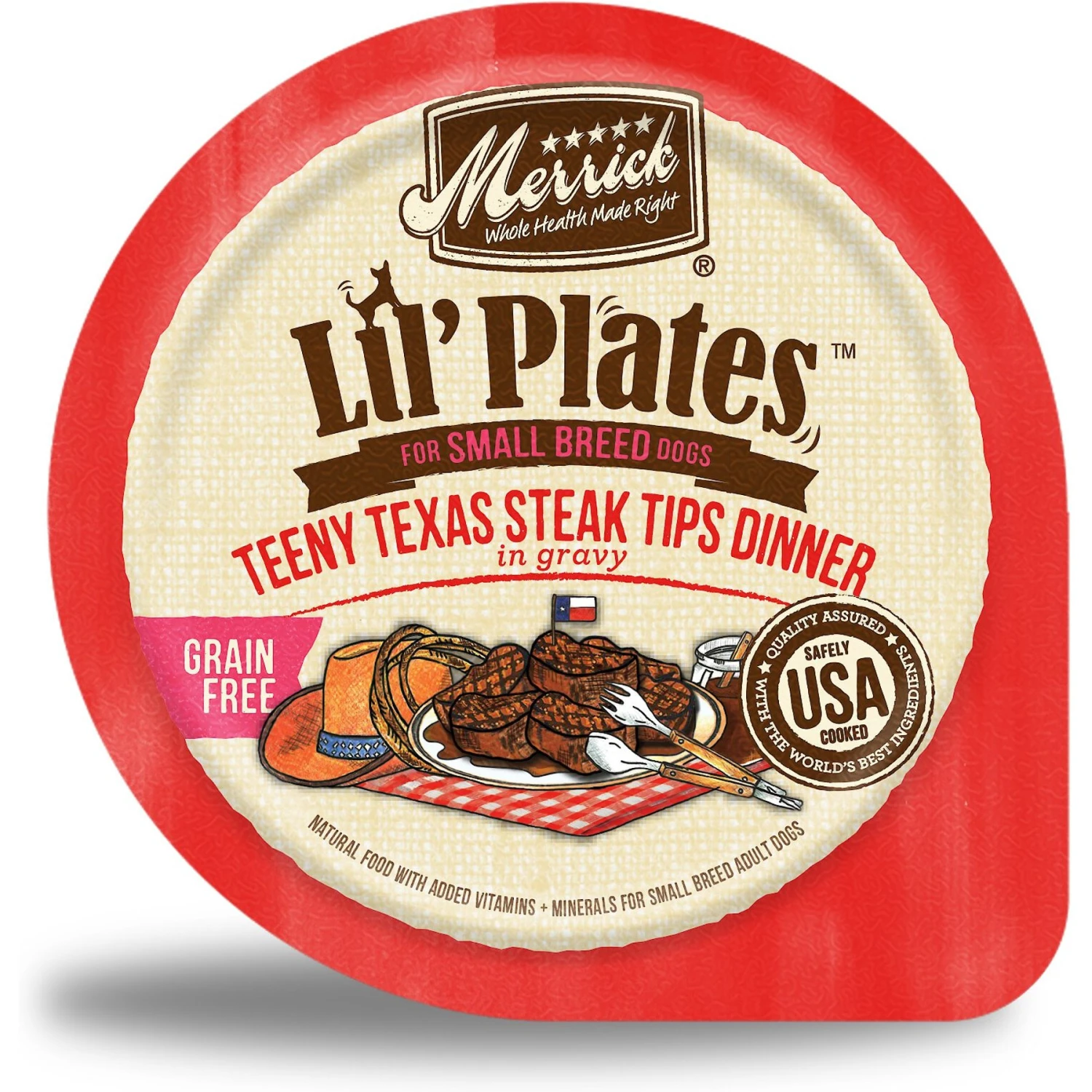 Merrick Lil' Plates Grain-Free Small Breed Wet Dog Food Teeny Texas Steak Tips Dinner 3 Merrick Lil' Plates Grain-Free Small Breed Wet Dog Food Teeny Texas Steak Tips Dinner