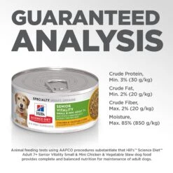 Hill's Science Diet Adult 7+ Small & Mini Senior Vitality Chicken & Vegetable Stew Canned Dog Food -Blue Buffalo || ROYAL CANIN || Wellness Sales 109446 PT7. AC SS1800 V1597959981