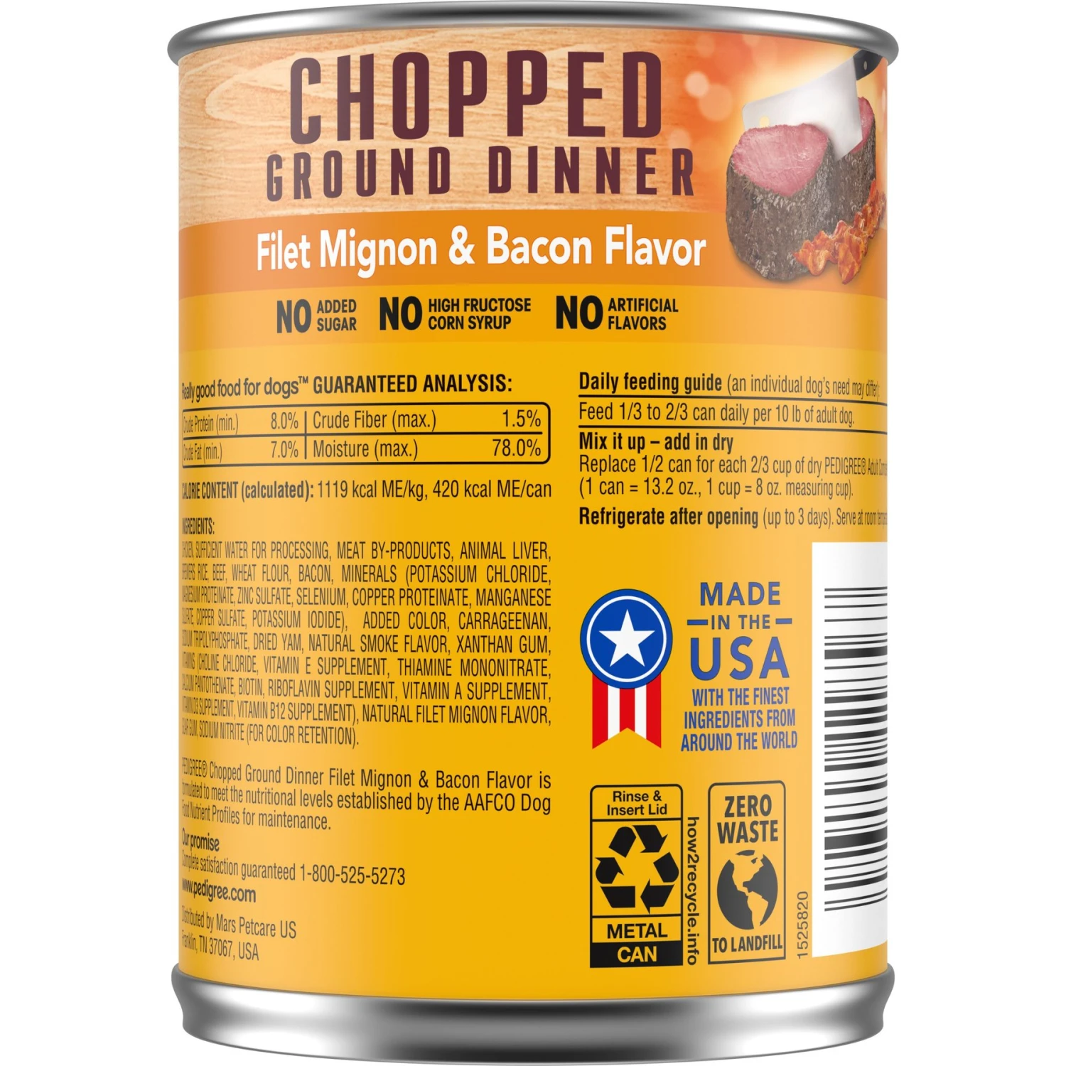 Pedigree Chopped Ground Dinner Filet Mignon & Bacon Flavor Adult Canned Wet Dog Food 4 Pedigree Chopped Ground Dinner Filet Mignon & Bacon Flavor Adult Canned Wet Dog Food - Image 2