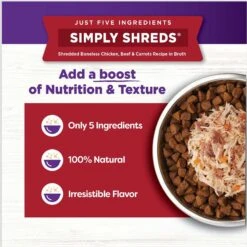 Wellness Bowl Boosters Simply Shreds Chicken, Beef & Carrots Natural Grain-Free Wet Dog Food Mixer Or Topper, 2.8-oz Pouch, Case Of 12 -Blue Buffalo || ROYAL CANIN || Wellness Sales 120803 PT5. AC SS1800 V1673035434