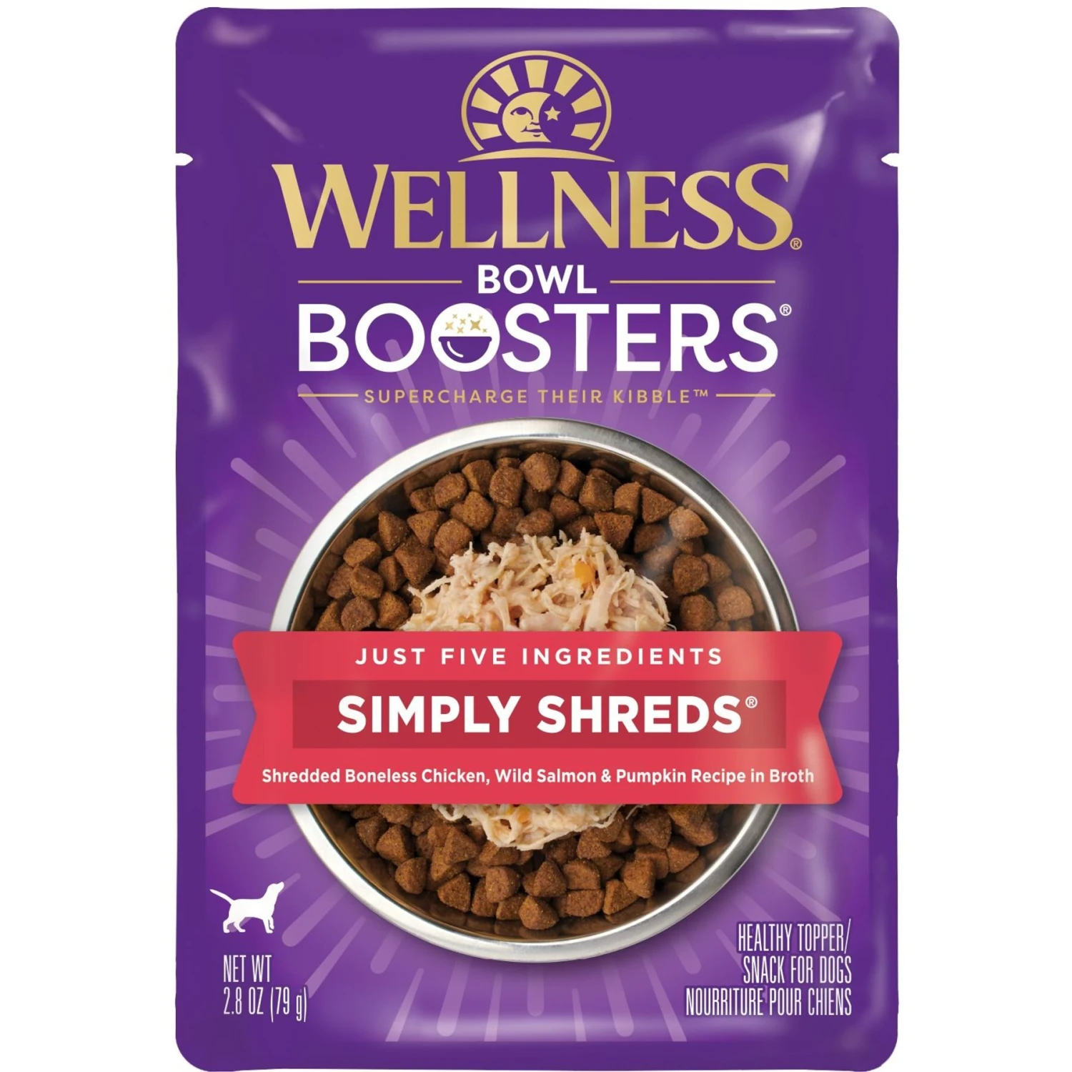Wellness Bowl Boosters Simply Shreds Chicken, Salmon & Pumpkin Natural Grain-Free Wet Dog Food Mixer Or Topper, 2.8-oz Pouch, Case Of 12 5 Wellness Bowl Boosters Simply Shreds Chicken, Salmon & Pumpkin Natural Grain-Free Wet Dog Food Mixer Or Topper, 2.8-oz Pouch, Case Of 12 - Image 3