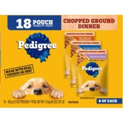 Pedigree Chopped Ground Dinner Variety Pack With Chicken, Beef & Bacon Adult Wet Dog Food