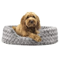 FurHaven Ultra Plush Oval Bolster Cat & Dog Bed With Removable Cover