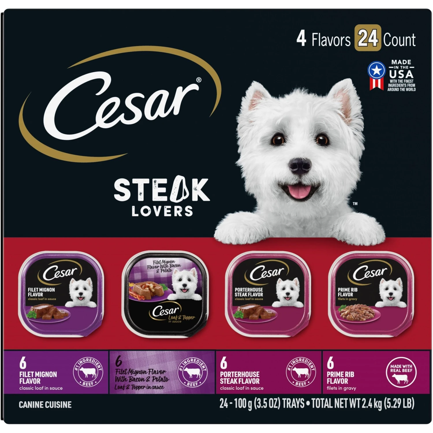 Cesar Steak Lovers Variety Pack Adult Wet Dog Food Trays 3 Cesar Steak Lovers Variety Pack Adult Wet Dog Food Trays