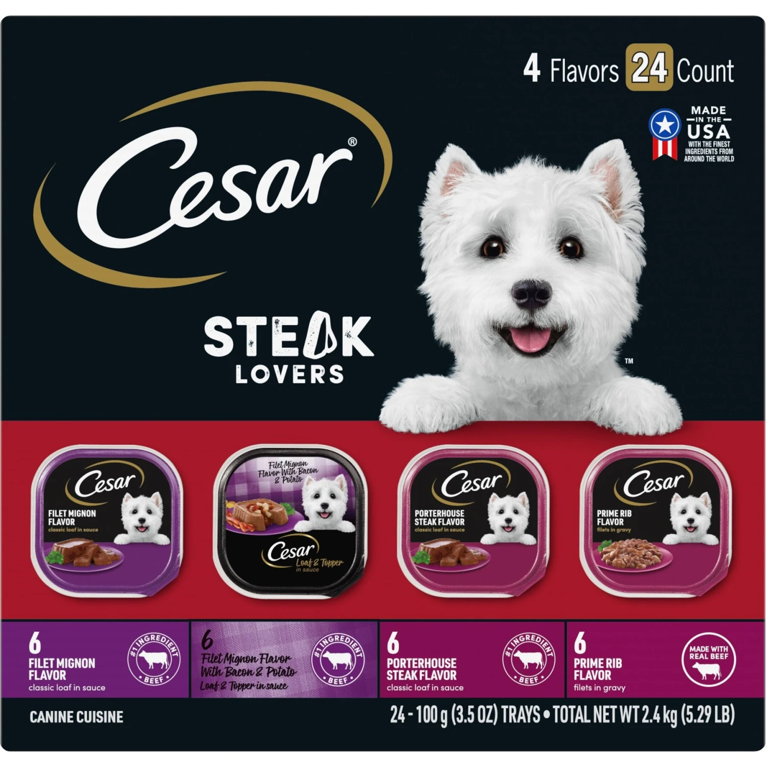 Cesar Steak Lovers Variety Pack Adult Wet Dog Food Trays 4 Cesar Steak Lovers Variety Pack Adult Wet Dog Food Trays - Image 2