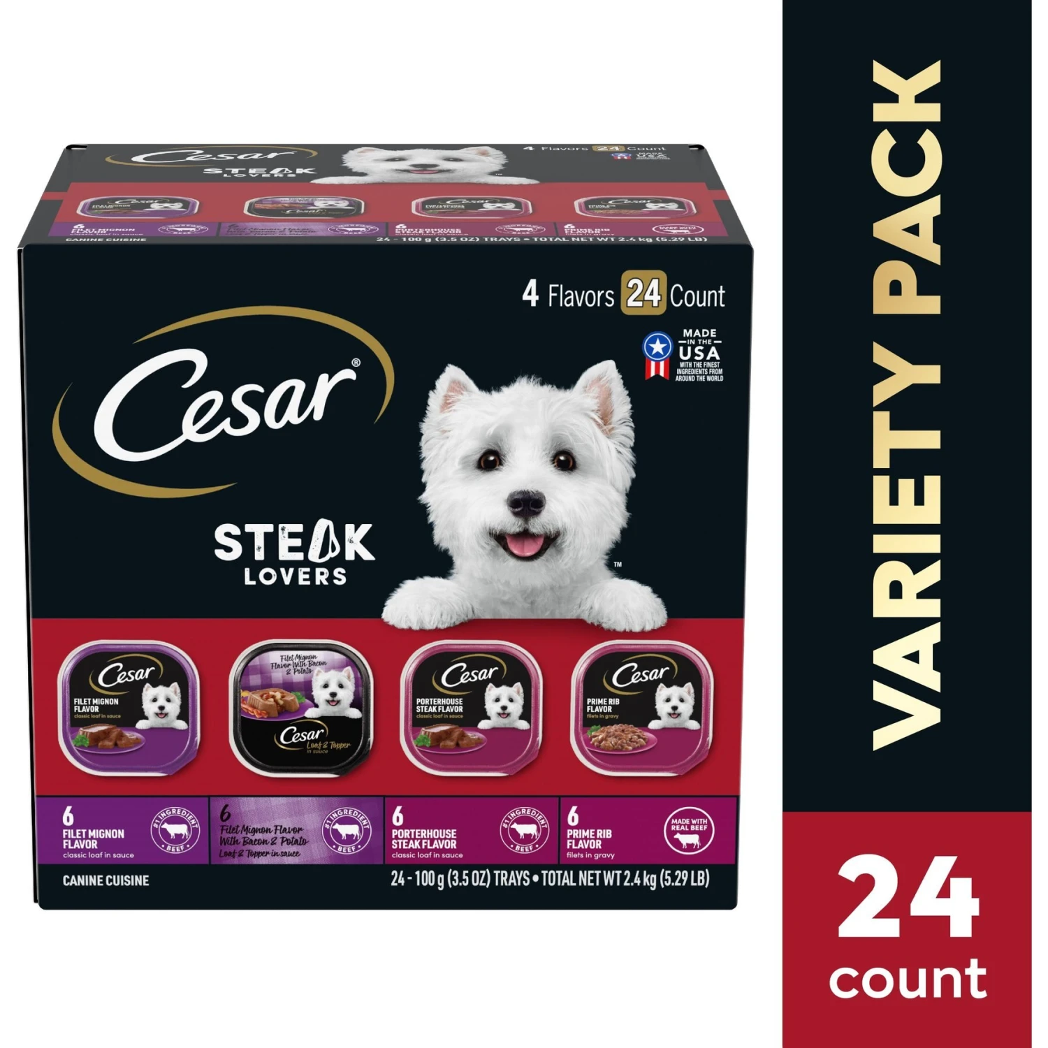 Cesar Steak Lovers Variety Pack Adult Wet Dog Food Trays 5 Cesar Steak Lovers Variety Pack Adult Wet Dog Food Trays - Image 3