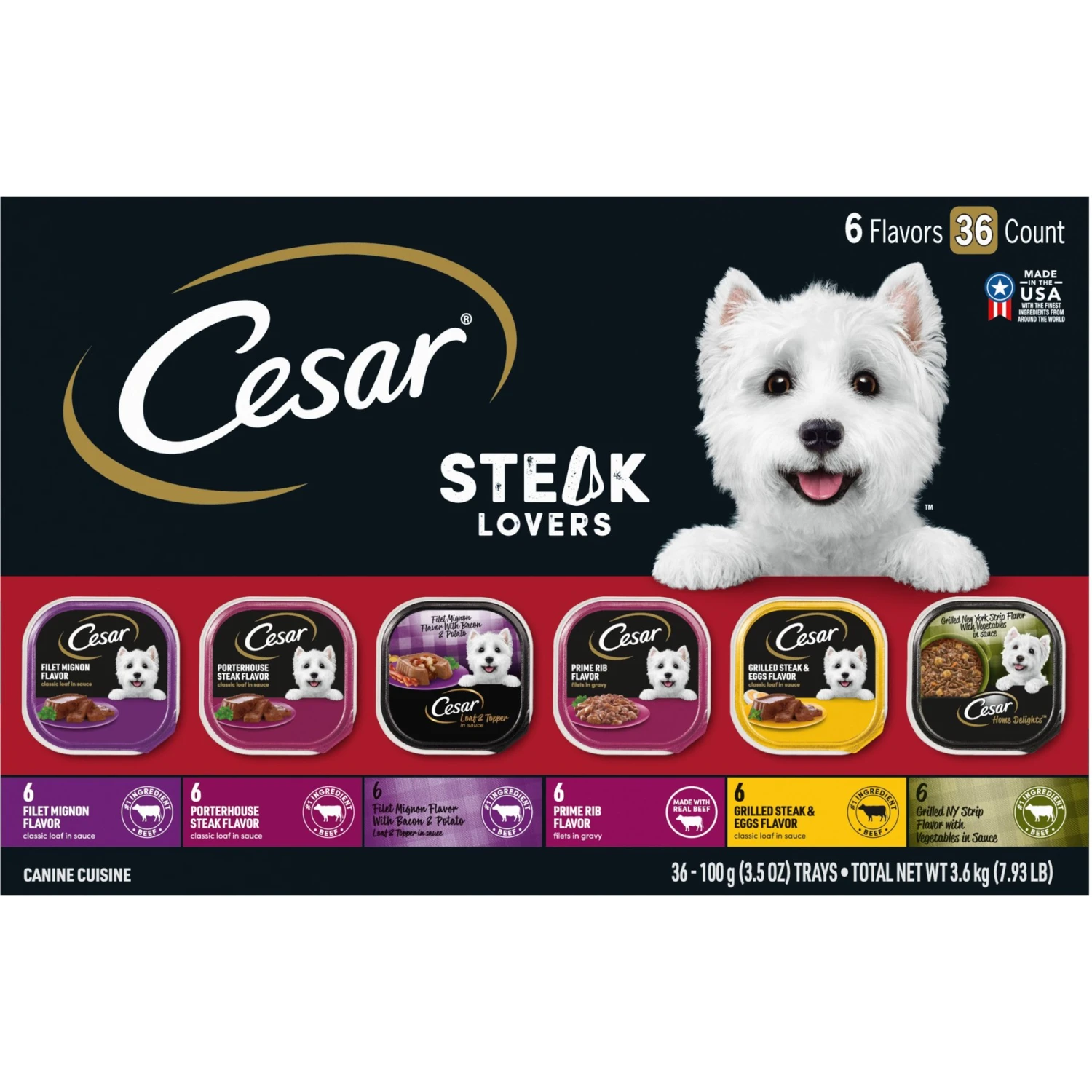Cesar Steak Lovers Variety Pack Small Breed Adult Wet Dog Food Trays 3 Cesar Steak Lovers Variety Pack Small Breed Adult Wet Dog Food Trays
