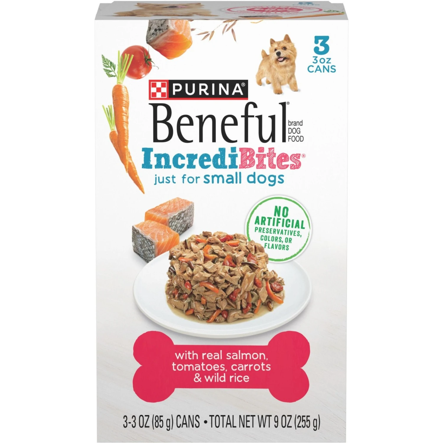 Purina Beneful IncrediBites With Salmon, Tomatoes, Carrots & Wild Rice Canned Dog Food 3 Purina Beneful IncrediBites With Salmon, Tomatoes, Carrots & Wild Rice Canned Dog Food