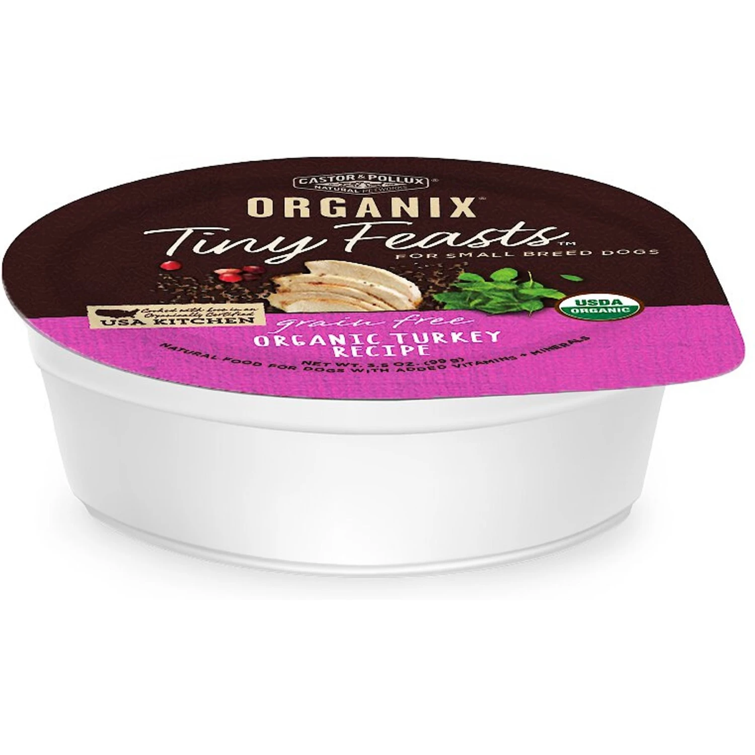 Castor & Pollux Organix Tiny Feasts Grain-Free Organic Turkey Recipe Dog Food Trays 4 Castor & Pollux Organix Tiny Feasts Grain-Free Organic Turkey Recipe Dog Food Trays - Image 2