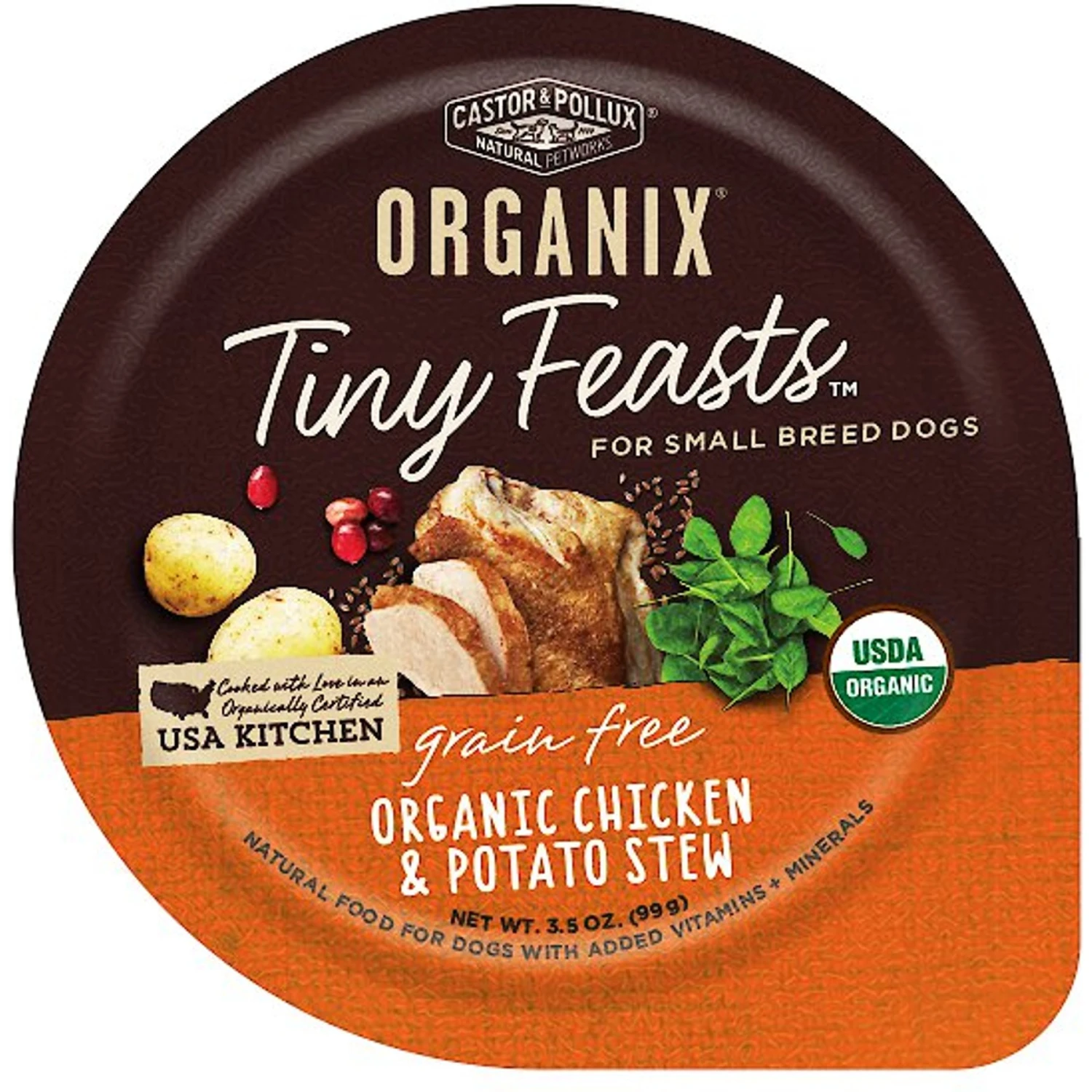 Castor & Pollux Organix Tiny Feasts Grain-Free Organic Chicken & Potato Stew Dog Food Trays 3 Castor & Pollux Organix Tiny Feasts Grain-Free Organic Chicken & Potato Stew Dog Food Trays