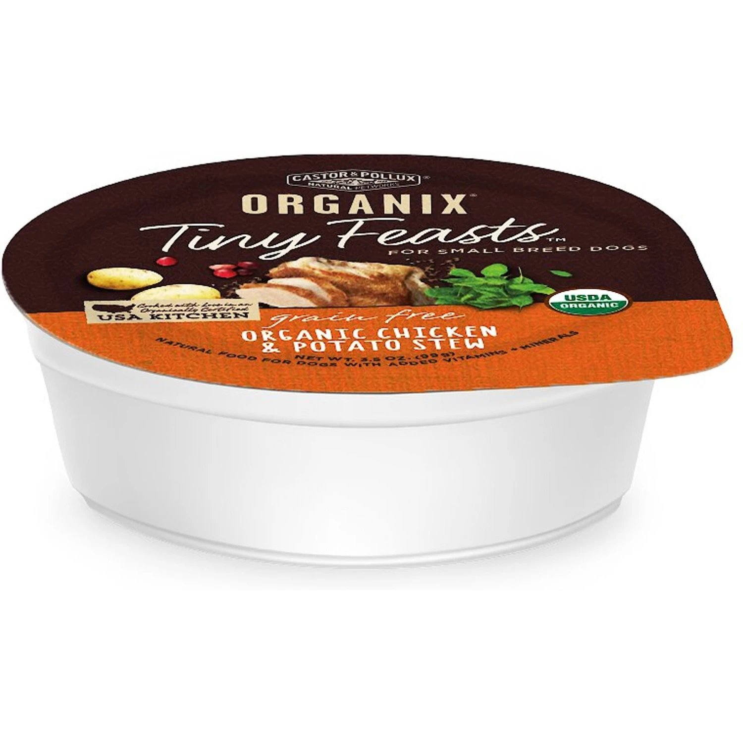 Castor & Pollux Organix Tiny Feasts Grain-Free Organic Chicken & Potato Stew Dog Food Trays 4 Castor & Pollux Organix Tiny Feasts Grain-Free Organic Chicken & Potato Stew Dog Food Trays - Image 2