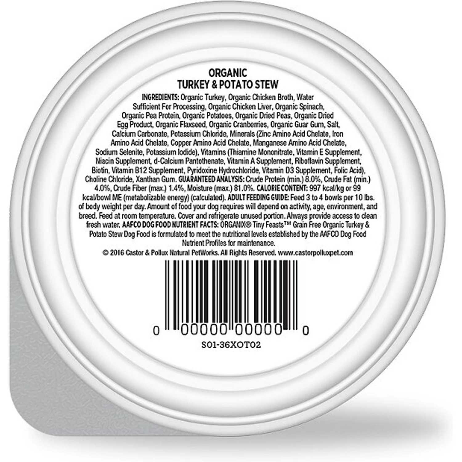 Castor & Pollux Organix Tiny Feasts Grain-Free Organic Turkey & Potato Stew Dog Food Trays 5 Castor & Pollux Organix Tiny Feasts Grain-Free Organic Turkey & Potato Stew Dog Food Trays - Image 3
