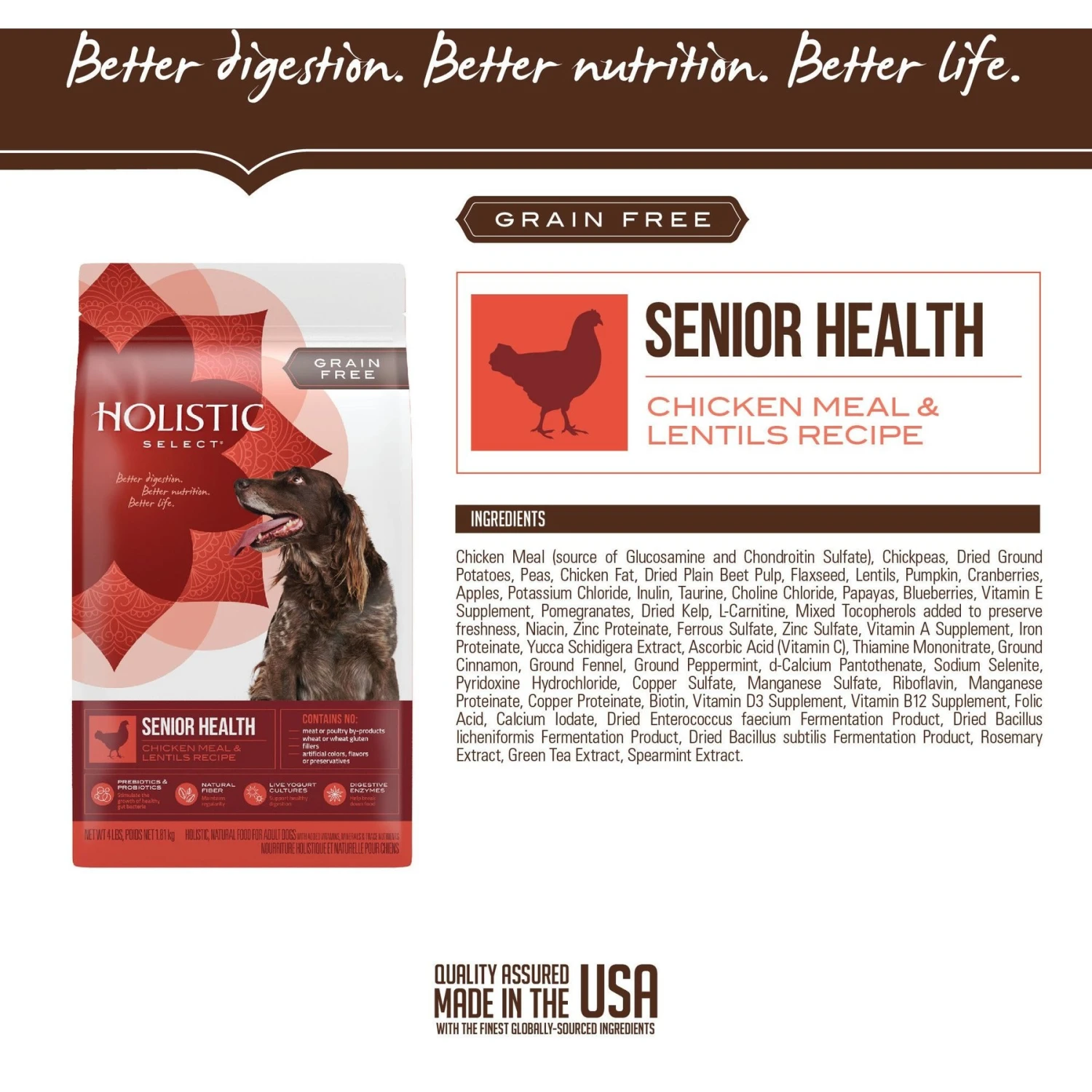 Holistic Select Senior Health Chicken Meal & Lentils Recipe Dry Dog Food 5 Holistic Select Senior Health Chicken Meal & Lentils Recipe Dry Dog Food - Image 3