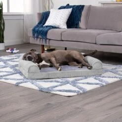 FurHaven Faux Fur Orthopedic Bolster Dog Bed With Removable Cover