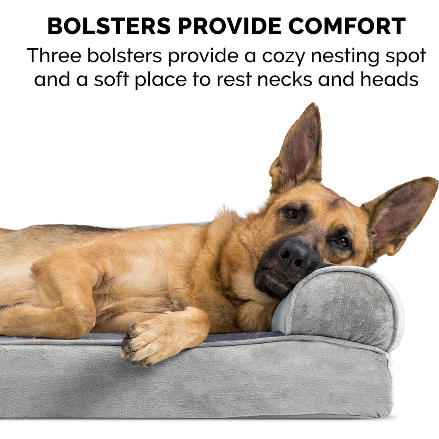 FurHaven Faux Fur Orthopedic Bolster Dog Bed With Removable Cover 5 FurHaven Faux Fur Orthopedic Bolster Dog Bed With Removable Cover - Image 3