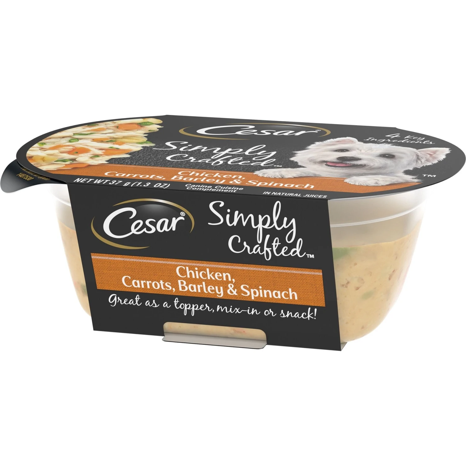 Cesar Simply Crafted Chicken, Carrots, Barley & Spinach Limited-Ingredient Adult Wet Dog Food Topper 5 Cesar Simply Crafted Chicken, Carrots, Barley & Spinach Limited-Ingredient Adult Wet Dog Food Topper - Image 3
