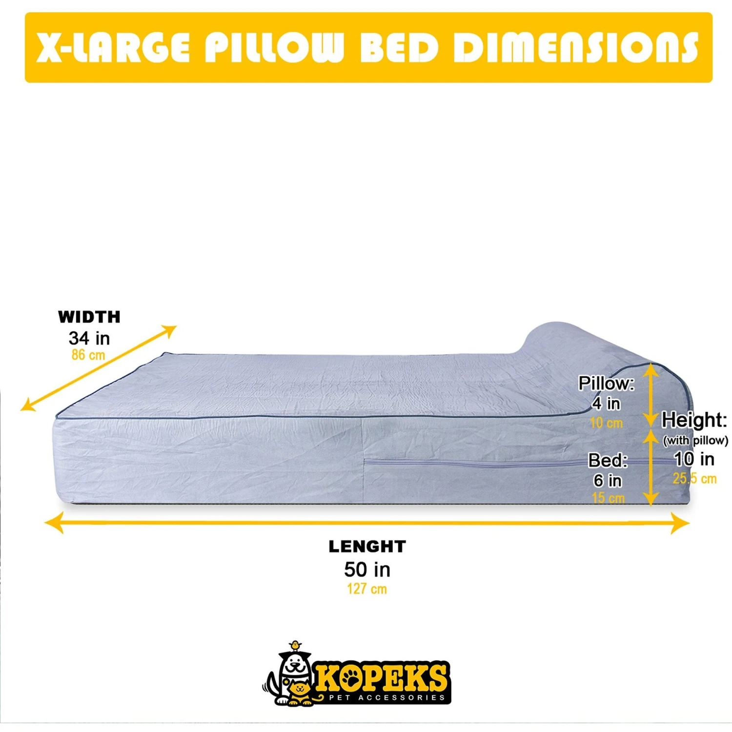 KOPEKS Orthopedic Pillow Dog Bed With Removable Cover 11 KOPEKS Orthopedic Pillow Dog Bed With Removable Cover - Image 9