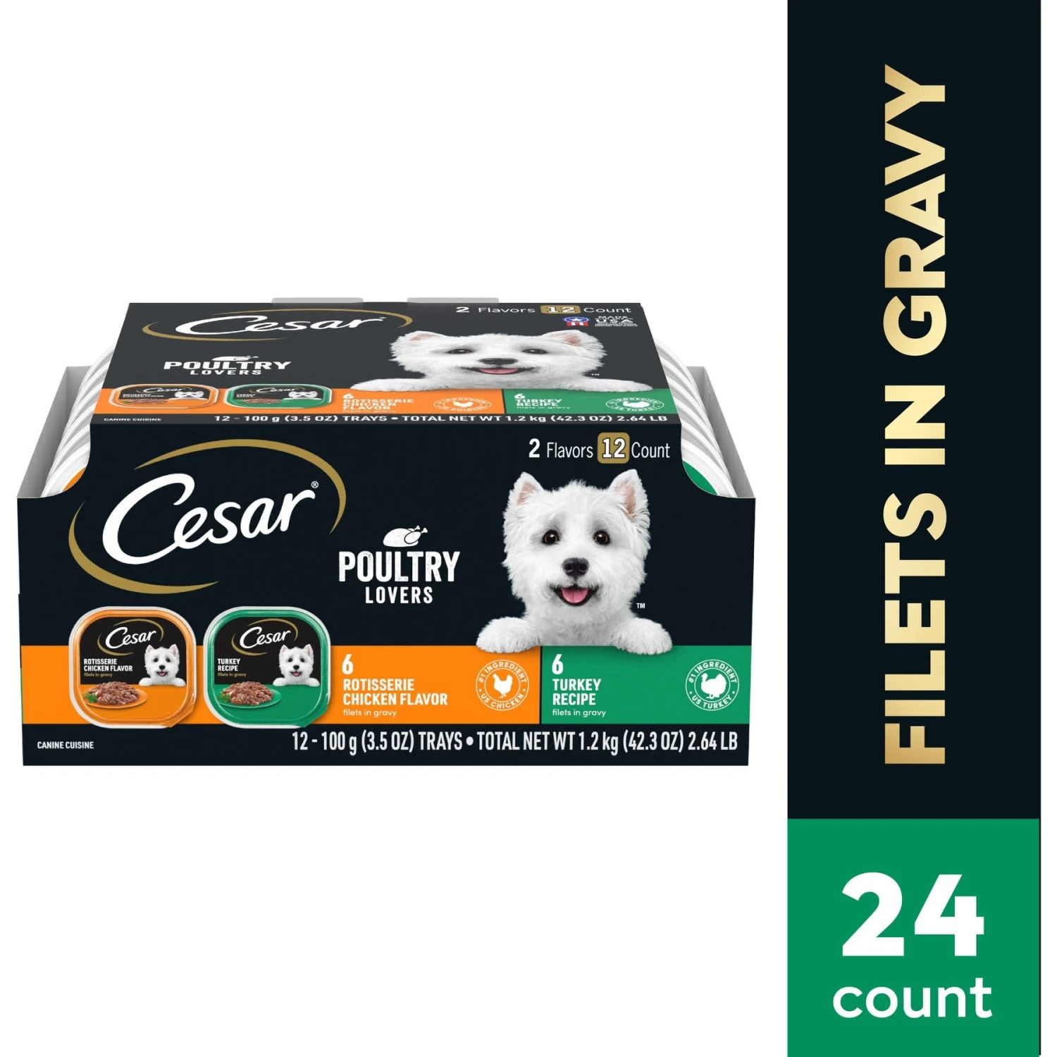 Cesar Poultry Lovers Turkey & Chicken Filets In Gravy Variety Pack Small Breed Adult Wet Dog Food Trays 5 Cesar Poultry Lovers Turkey & Chicken Filets In Gravy Variety Pack Small Breed Adult Wet Dog Food Trays - Image 3