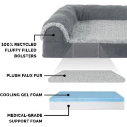 FurHaven Two Tone Faux Fur & Suede Deluxe Chaise Cooling Gel Dog & Cat Bed With Removable Cover -Blue Buffalo || ROYAL CANIN || Wellness Sales 176048 PT5. AC SS1800 V1601487969