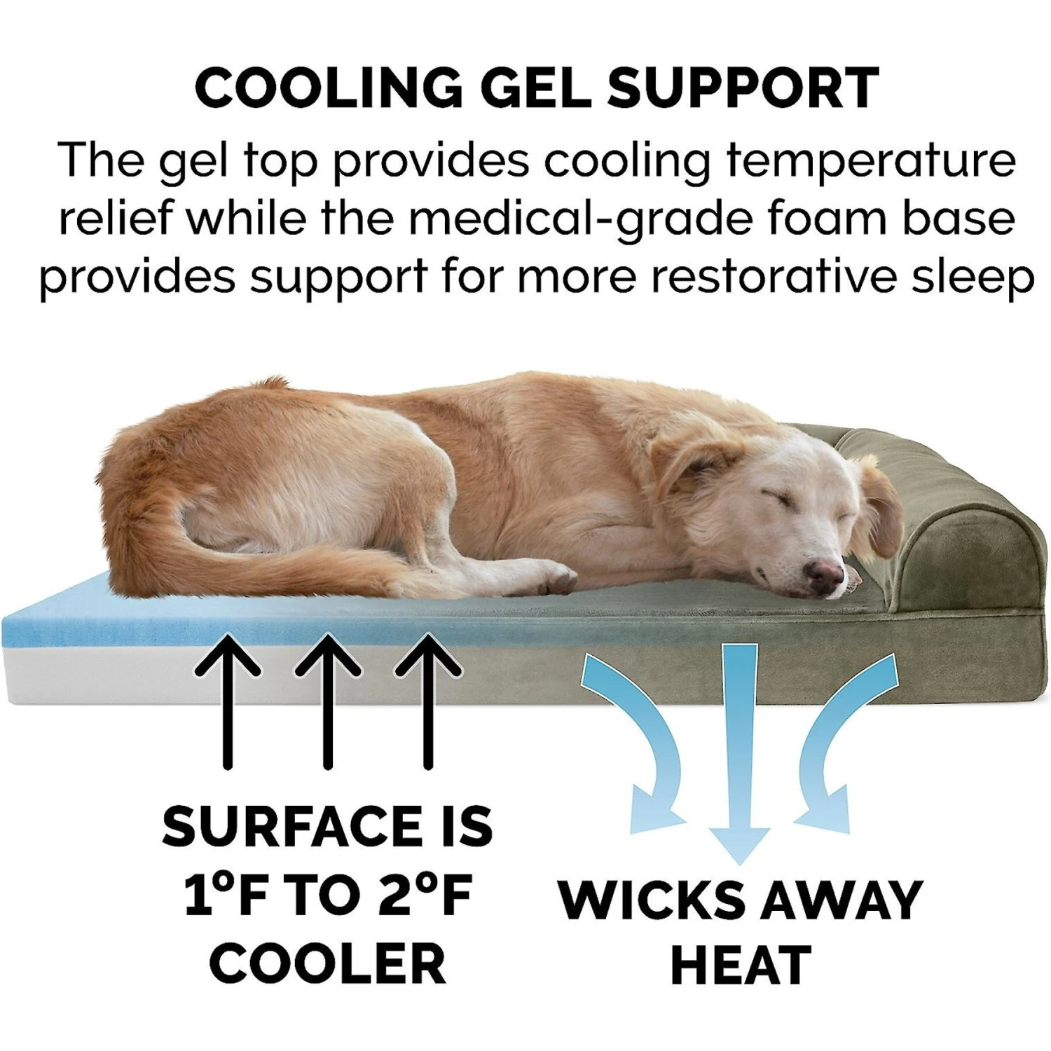 FurHaven Faux Fur Cooling Gel Bolster Cat & Dog Bed With Removable Cover 10 FurHaven Faux Fur Cooling Gel Bolster Cat & Dog Bed With Removable Cover - Image 8