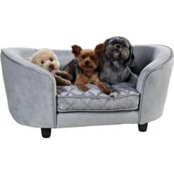Enchanted Home Pet Quicksilver Sofa Cat & Dog Bed With Removable Cover, Medium, Silver