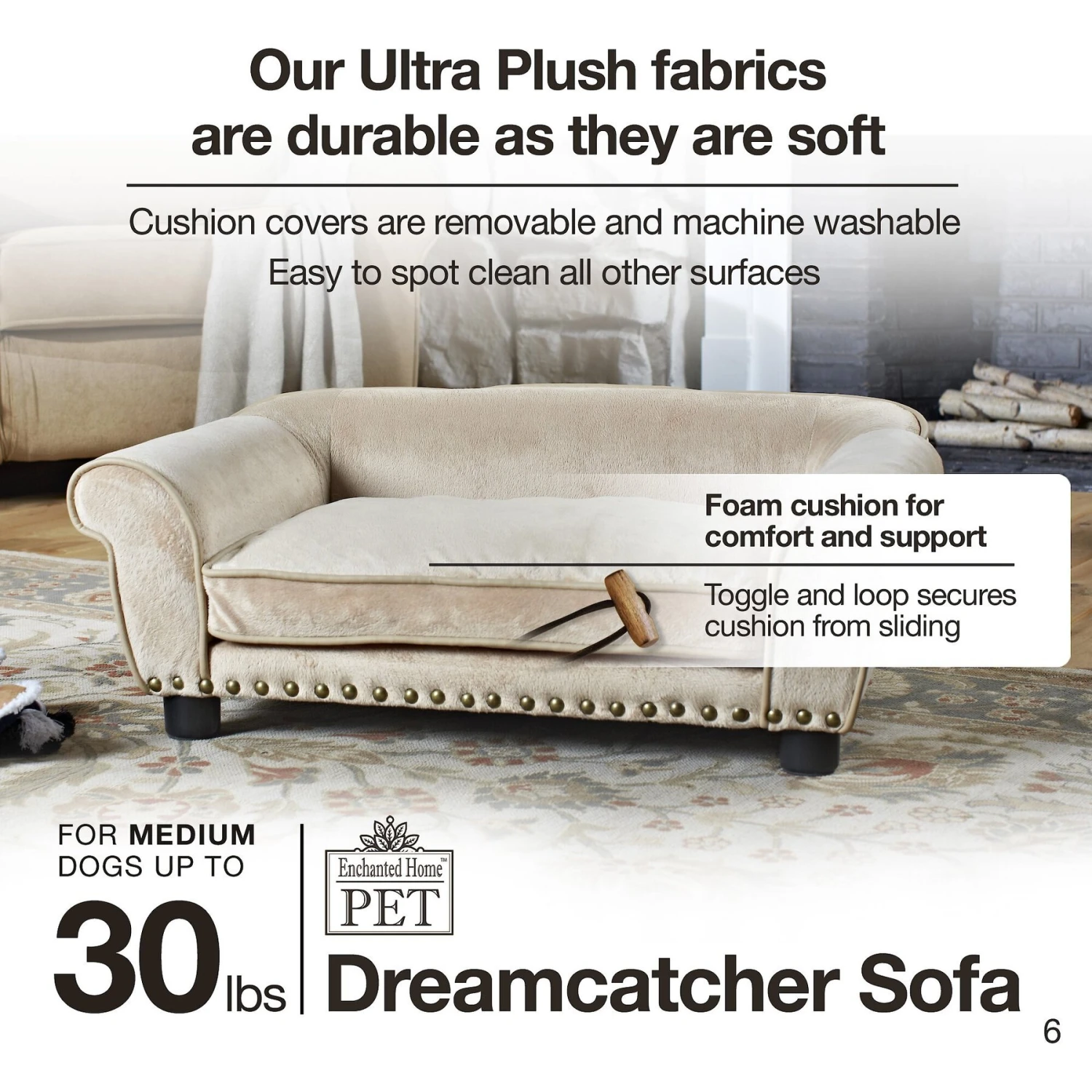 Enchanted Home Pet Dreamcatcher Sofa Cat & Dog Bed With Removable Cover, Caramel, Medium 10 Enchanted Home Pet Dreamcatcher Sofa Cat & Dog Bed With Removable Cover, Caramel, Medium - Image 8