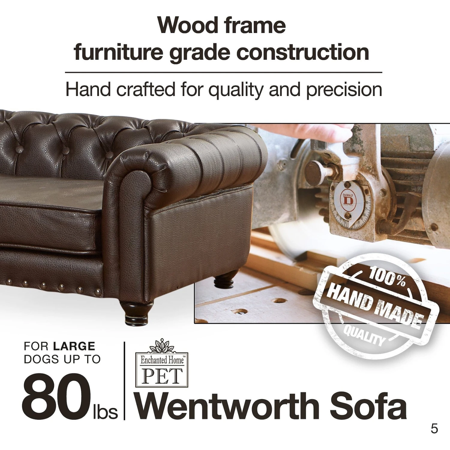 Enchanted Home Pet Wentworth Sofa Dog Bed With Removable Cover, Large, Charcoal Grey 11 Enchanted Home Pet Wentworth Sofa Dog Bed With Removable Cover, Large, Charcoal Grey - Image 9