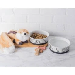 Bone Dry Non-Skid White Marble Ceramic Dog & Cat Bowl Set -Blue Buffalo || ROYAL CANIN || Wellness Sales 185447 PT2. AC SS1800 V1599186362