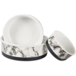 Bone Dry Non-Skid White Marble Ceramic Dog & Cat Bowl Set -Blue Buffalo || ROYAL CANIN || Wellness Sales 185447 PT5. AC SS1800 V1599182465