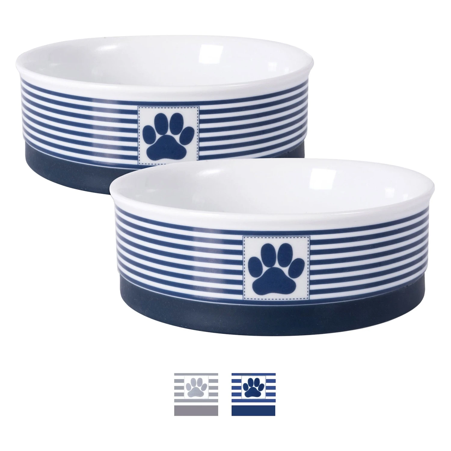 Bone Dry Striped Non-Skid Ceramic Dog & Cat Bowl Set 3 Bone Dry Striped Non-Skid Ceramic Dog & Cat Bowl Set