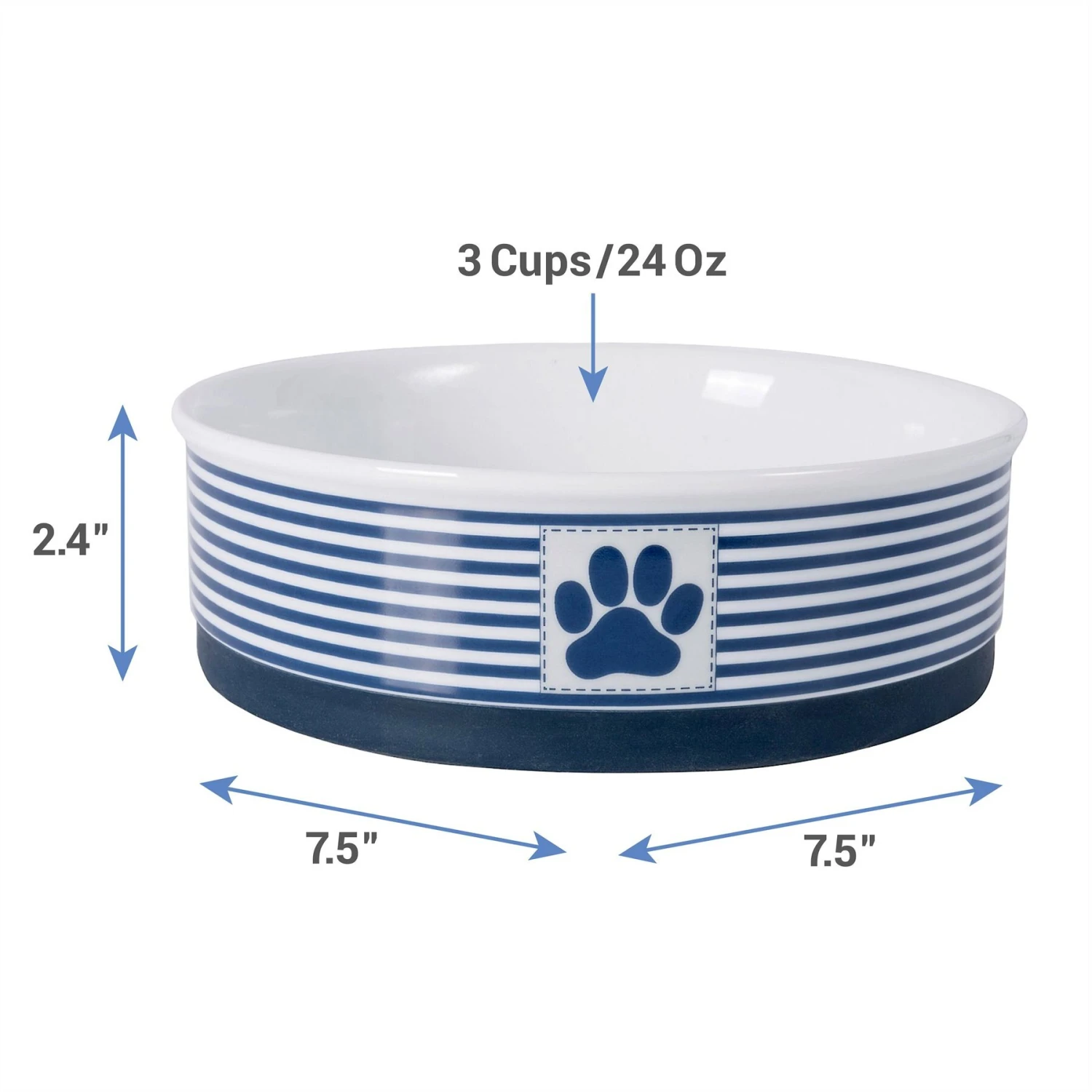 Bone Dry Striped Non-Skid Ceramic Dog & Cat Bowl Set 4 Bone Dry Striped Non-Skid Ceramic Dog & Cat Bowl Set - Image 2