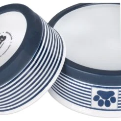 Bone Dry Striped Non-Skid Ceramic Dog & Cat Bowl Set 15 Bone Dry Striped Non-Skid Ceramic Dog & Cat Bowl Set -Blue Buffalo || ROYAL CANIN || Wellness Sales 185464 PT6. AC SS1800 V1599194467