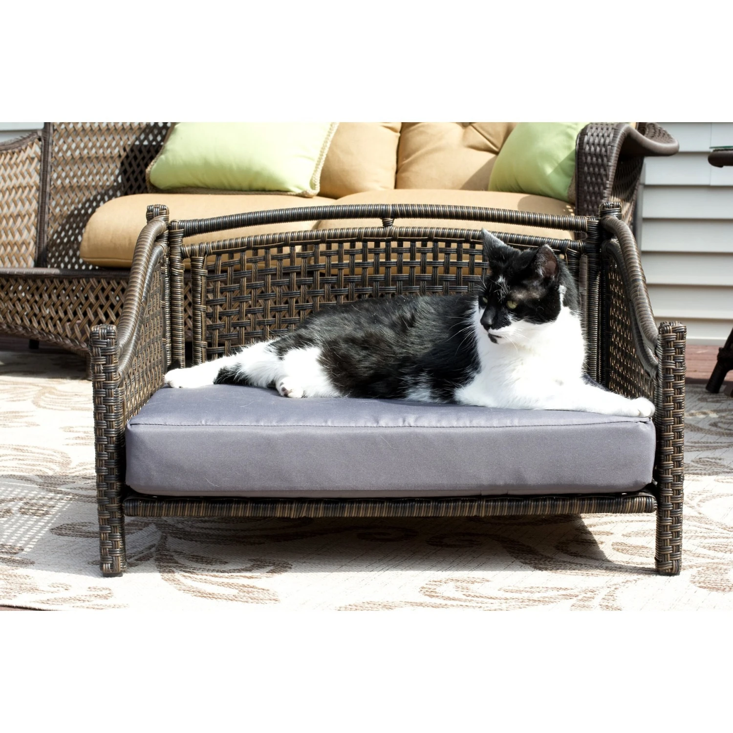 Iconic Pet Maharaja Rattan Sofa Cat & Dog Bed With Removable Cover, Caramel & Mocha 6 Iconic Pet Maharaja Rattan Sofa Cat & Dog Bed With Removable Cover, Caramel & Mocha - Image 4