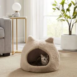 Best Friends By Sheri Meow Hut Covered Cat & Dog Bed