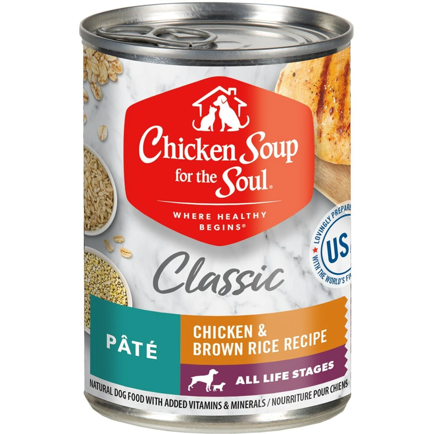 Chicken Soup For The Soul Classic Pate Chicken & Brown Rice Recipe Canned Dog Food, 13-oz, Case Of 12 3 Chicken Soup For The Soul Classic Pate Chicken & Brown Rice Recipe Canned Dog Food, 13-oz, Case Of 12