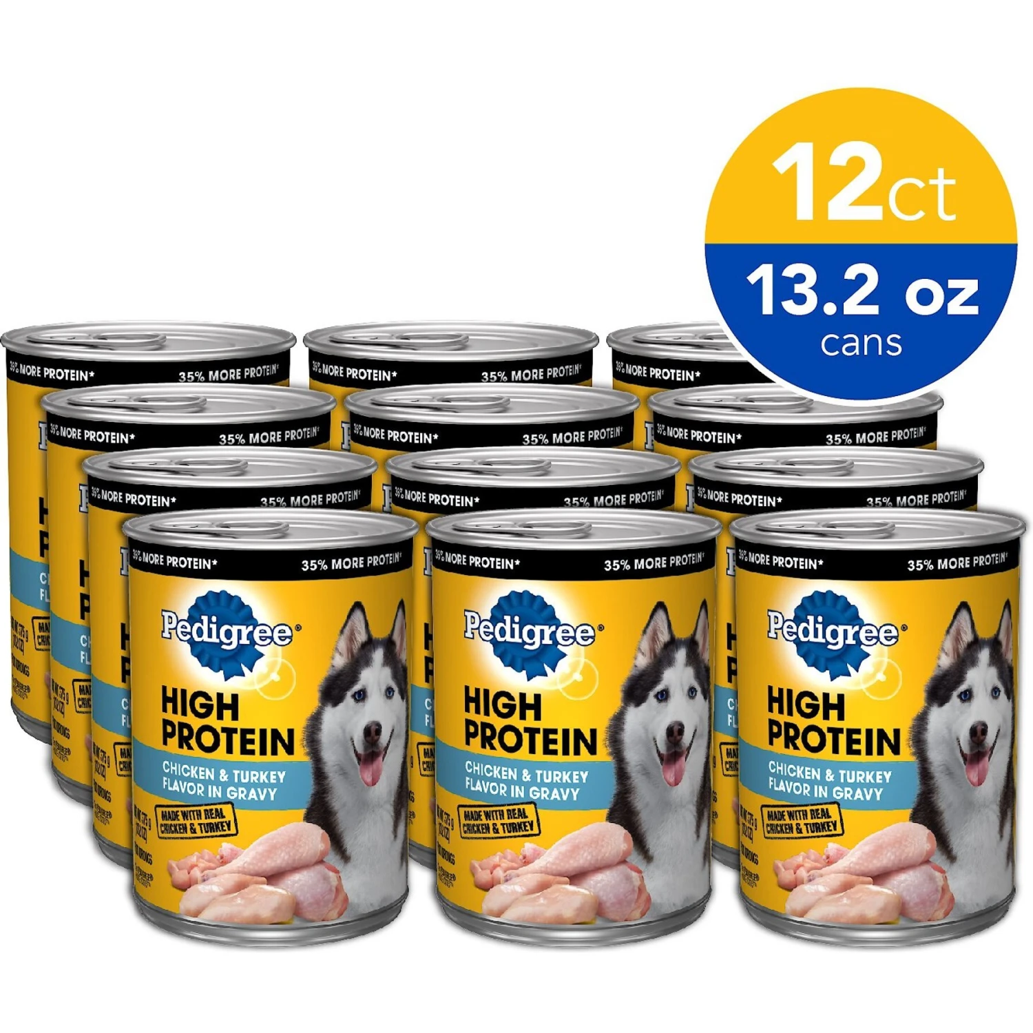 Pedigree High Protein Chicken & Turkey Flavor In Gravy Canned Dog Food, 13.2-oz Can, Case Of 12 5 Pedigree High Protein Chicken & Turkey Flavor In Gravy Canned Dog Food, 13.2-oz Can, Case Of 12 - Image 3