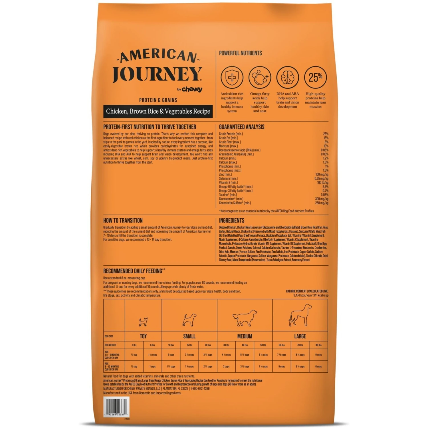 American Journey Protein & Grains Large Breed Puppy Chicken, Brown Rice & Vegetables Recipe Dry Dog Food, 28-lb Bag 4 American Journey Protein & Grains Large Breed Puppy Chicken, Brown Rice & Vegetables Recipe Dry Dog Food, 28-lb Bag - Image 2