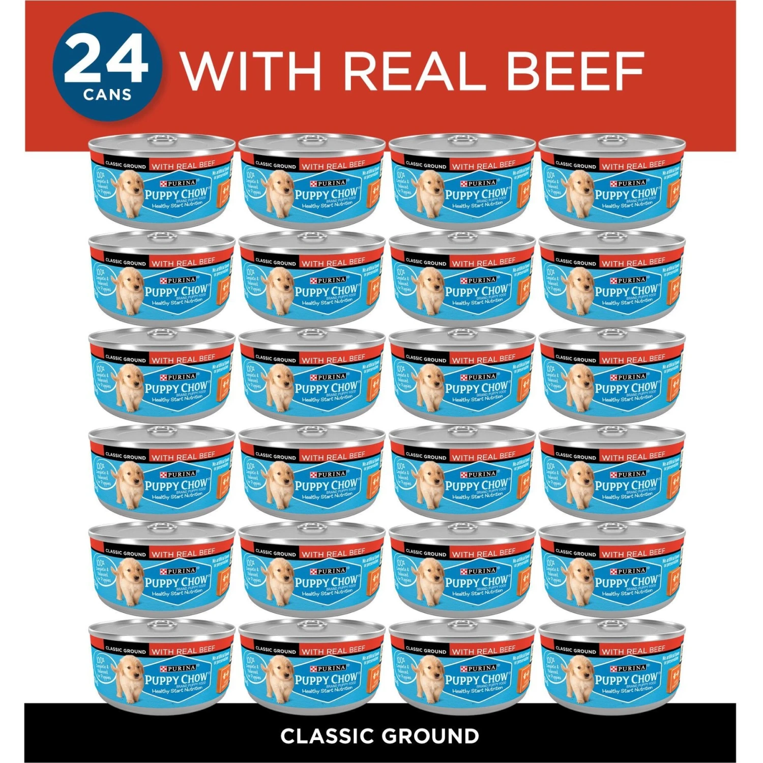 Puppy Chow Classic Ground Beef Pate Wet Puppy Food, 5.5-oz Can, Case Of 24 4 Puppy Chow Classic Ground Beef Pate Wet Puppy Food, 5.5-oz Can, Case Of 24 - Image 2