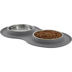 Frisco Double Stainless Steel Pet Bowl With Silicone Mat -Blue Buffalo || ROYAL CANIN || Wellness Sales 215986 PT2. AC SS1800 V1591020064