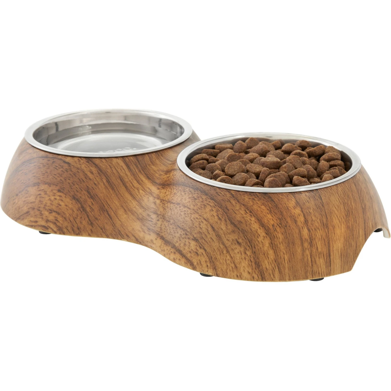 Frisco Double Stainless Steel Bowl, Wood Design 5 Frisco Double Stainless Steel Bowl, Wood Design - Image 3