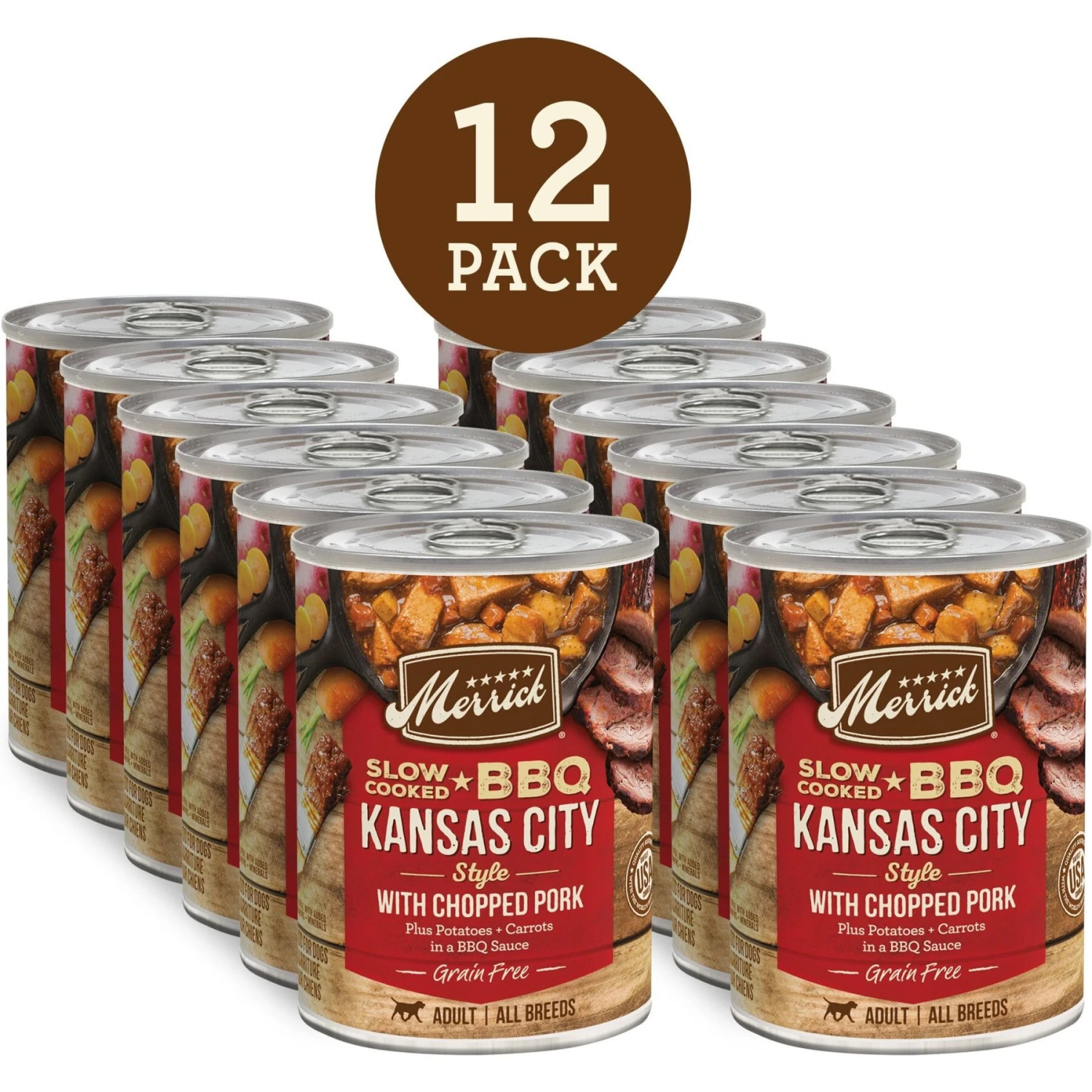 Merrick Grain-Free Wet Dog Food Slow-Cooked BBQ Kansas City Style With Chopped Pork 4 Merrick Grain-Free Wet Dog Food Slow-Cooked BBQ Kansas City Style With Chopped Pork - Image 2