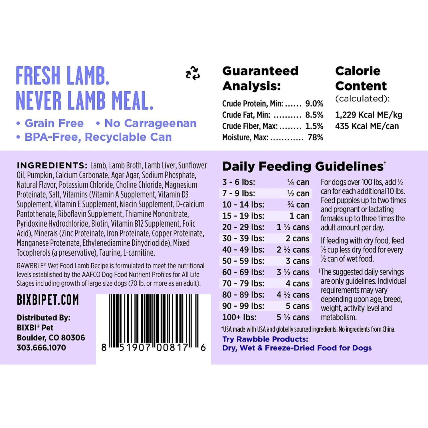 BIXBI RAWBBLE Lamb & Pumpkin Recipe Wet Dog Food, 12.5-oz Can, Case Of 12 4 BIXBI RAWBBLE Lamb & Pumpkin Recipe Wet Dog Food, 12.5-oz Can, Case Of 12 - Image 2