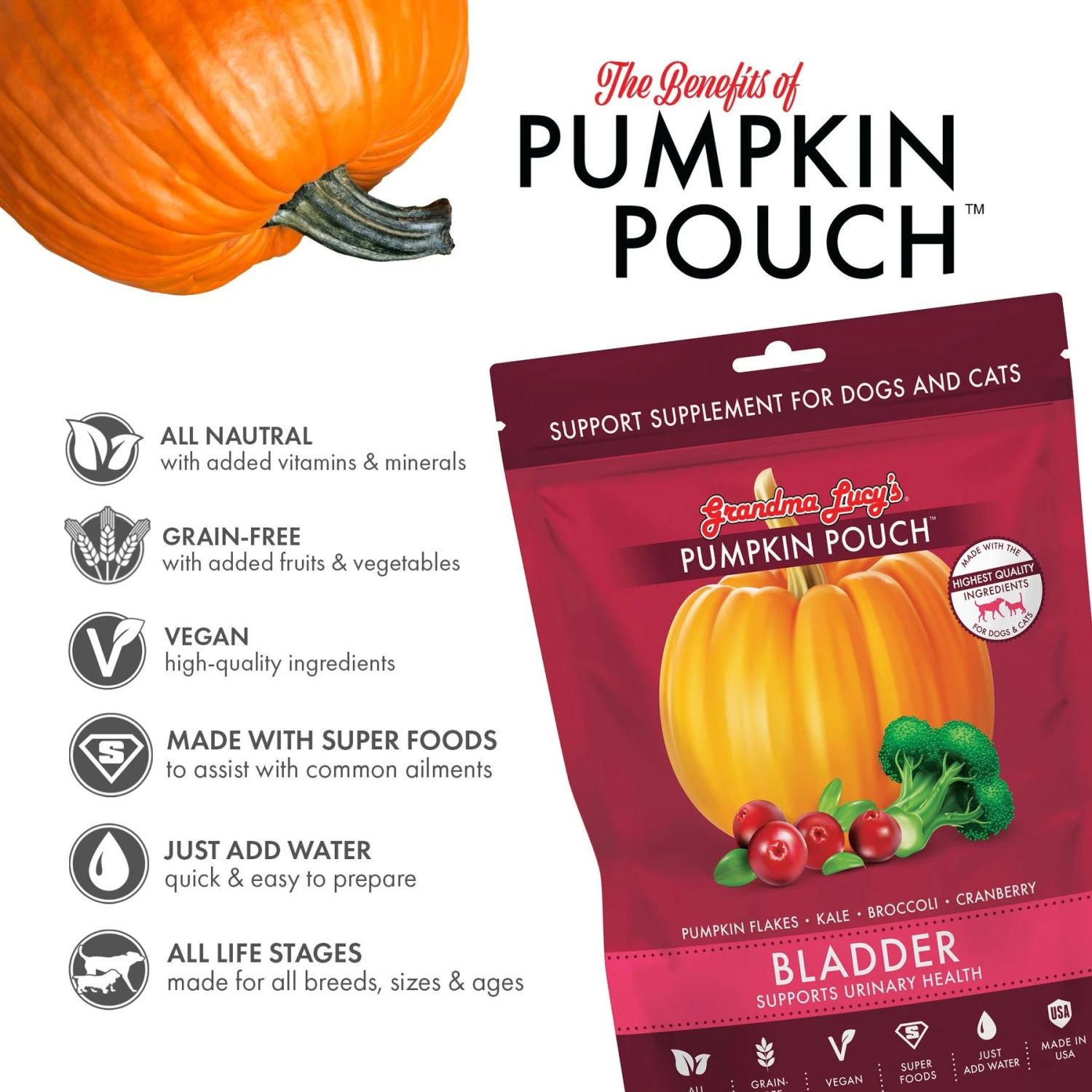 Grandma Lucy's Pumpkin Pouch Bladder Freeze-Dried Dog & Cat Food Topper, 6-oz Bag 5 Grandma Lucy's Pumpkin Pouch Bladder Freeze-Dried Dog & Cat Food Topper, 6-oz Bag - Image 3
