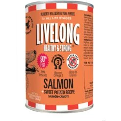Livelong Healthy & Strong Salmon & Sweet Potato Recipe Wet Dog Food, 12.8-oz Can, Case Of 12