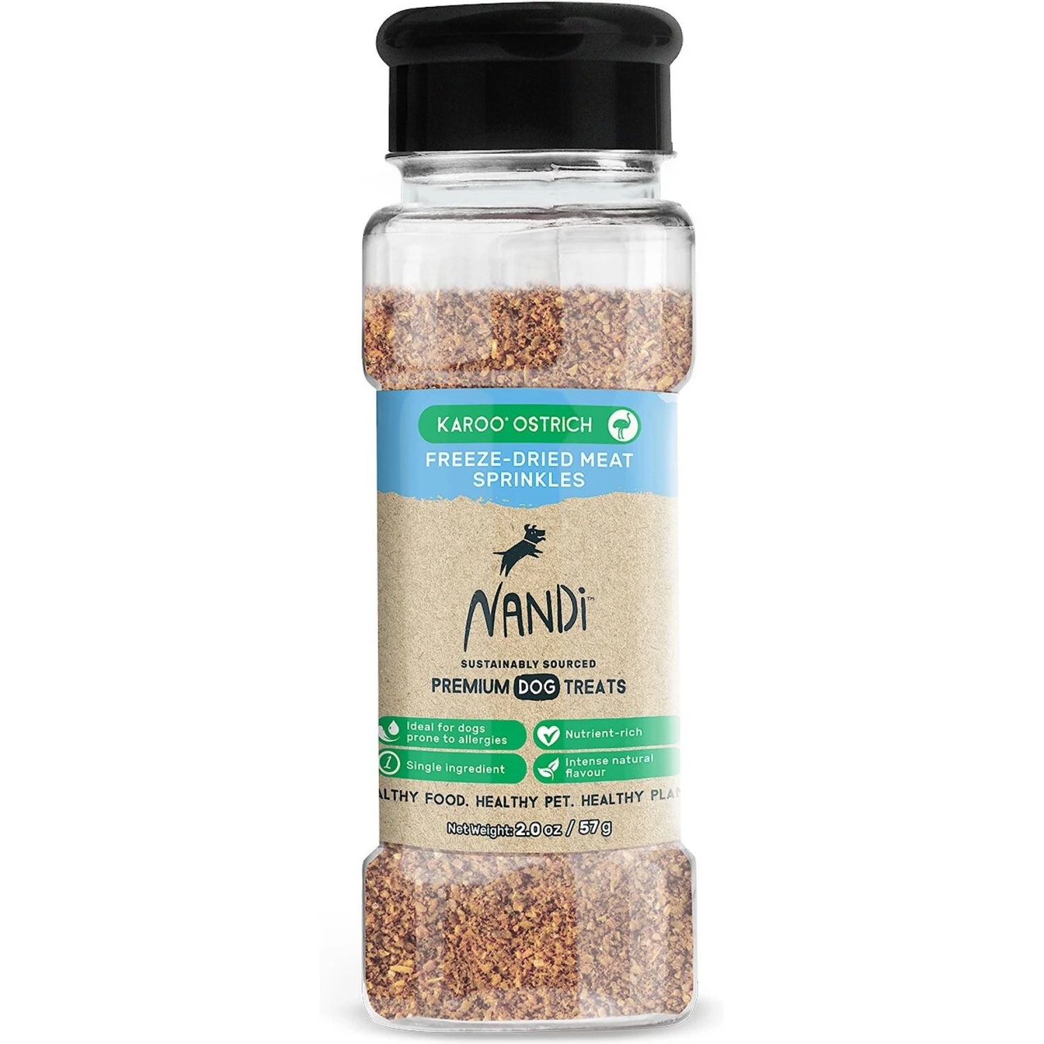 Nandi Karoo Ostrich Meat Sprinkles Freeze-Dried Dog Food Topper, 2-oz Bottle 3 Nandi Karoo Ostrich Meat Sprinkles Freeze-Dried Dog Food Topper, 2-oz Bottle