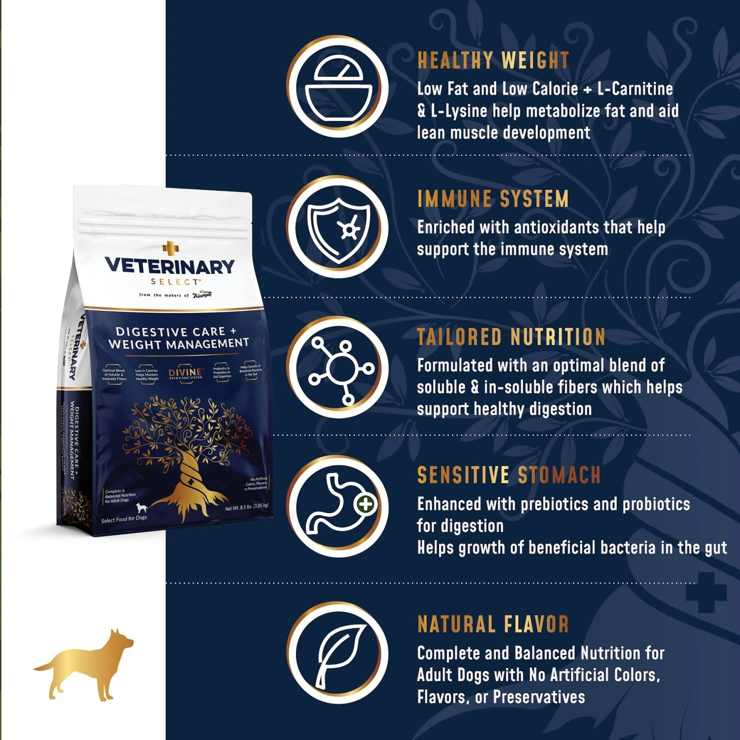 Veterinary Select Digestive Care + Weight Management Dry Dog Food, 8.5-lb Bag 6 Veterinary Select Digestive Care + Weight Management Dry Dog Food, 8.5-lb Bag - Image 4