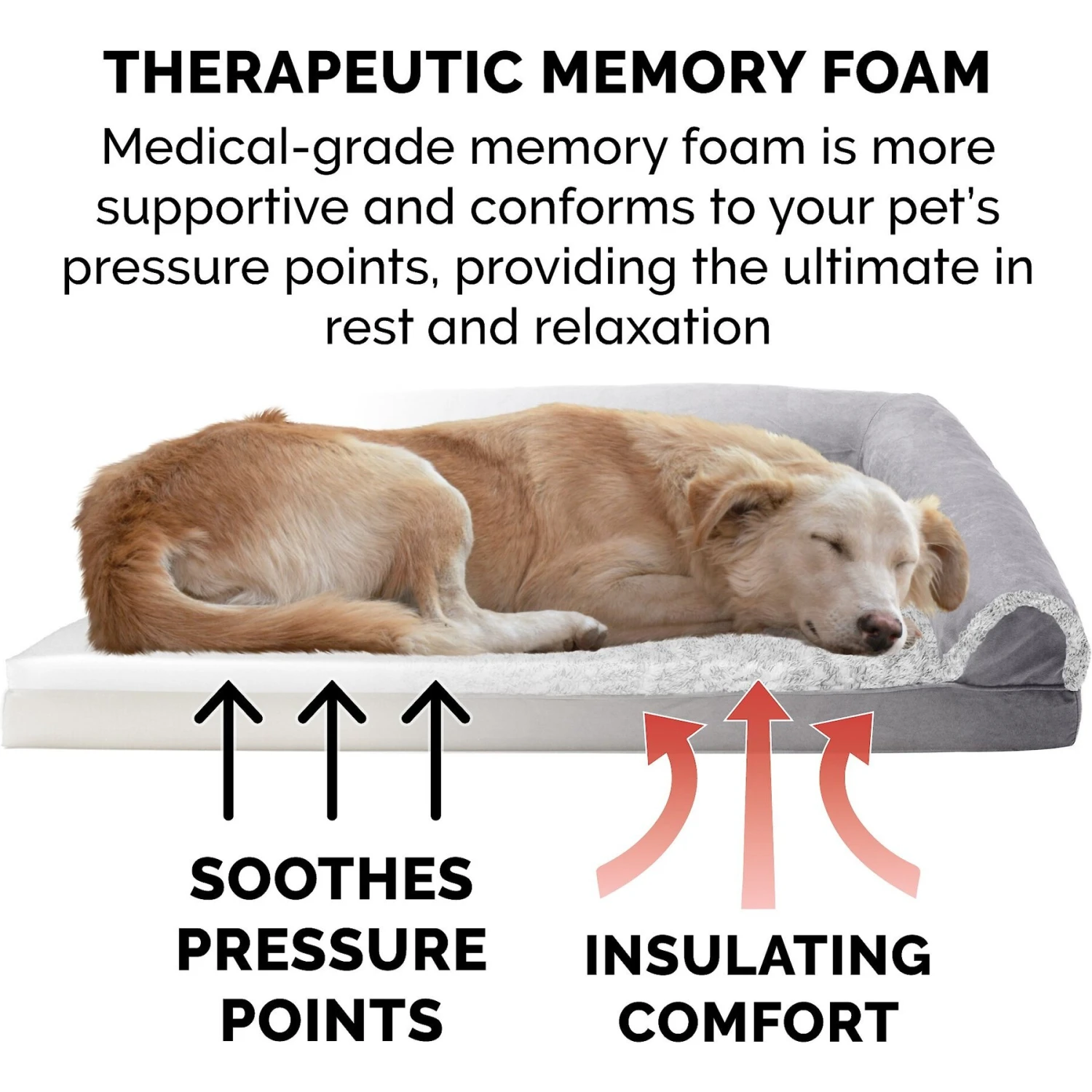 FurHaven Faux Fur & Suede Memory Foam Sofa Dog & Cat Bed 9 FurHaven Faux Fur & Suede Memory Foam Sofa Dog & Cat Bed - Image 7