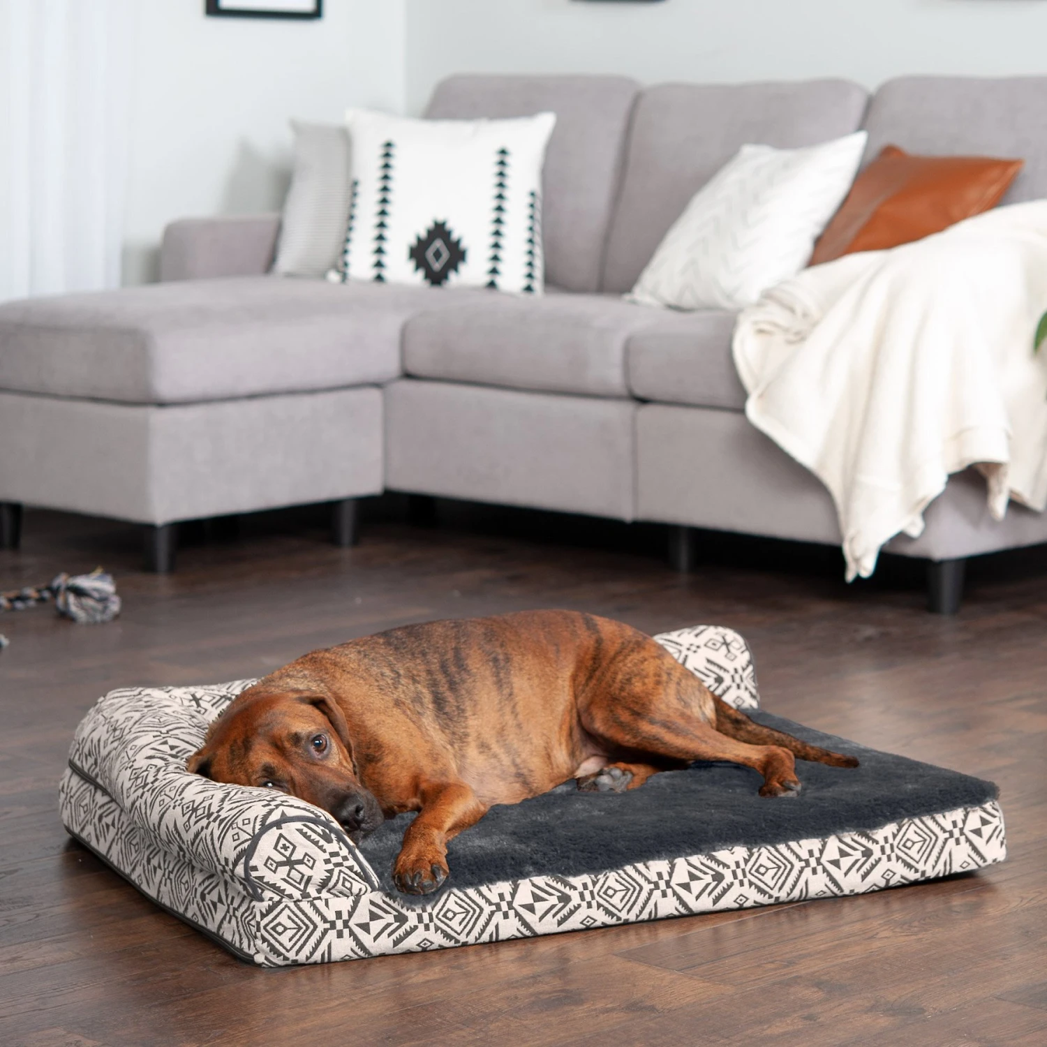 FurHaven Southwest Kilim Cooling Gel Deluxe Chaise Dog & Cat Bed 3 FurHaven Southwest Kilim Cooling Gel Deluxe Chaise Dog & Cat Bed