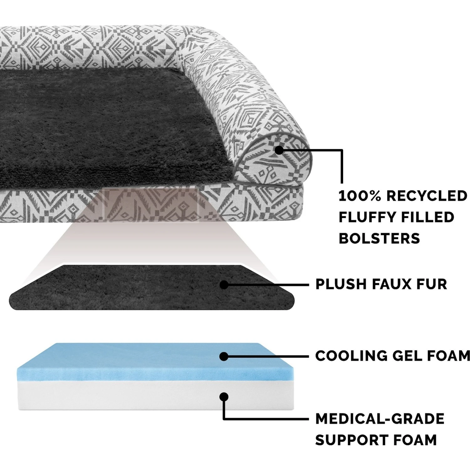 FurHaven Southwest Kilim Cooling Gel Deluxe Chaise Dog & Cat Bed 8 FurHaven Southwest Kilim Cooling Gel Deluxe Chaise Dog & Cat Bed - Image 6