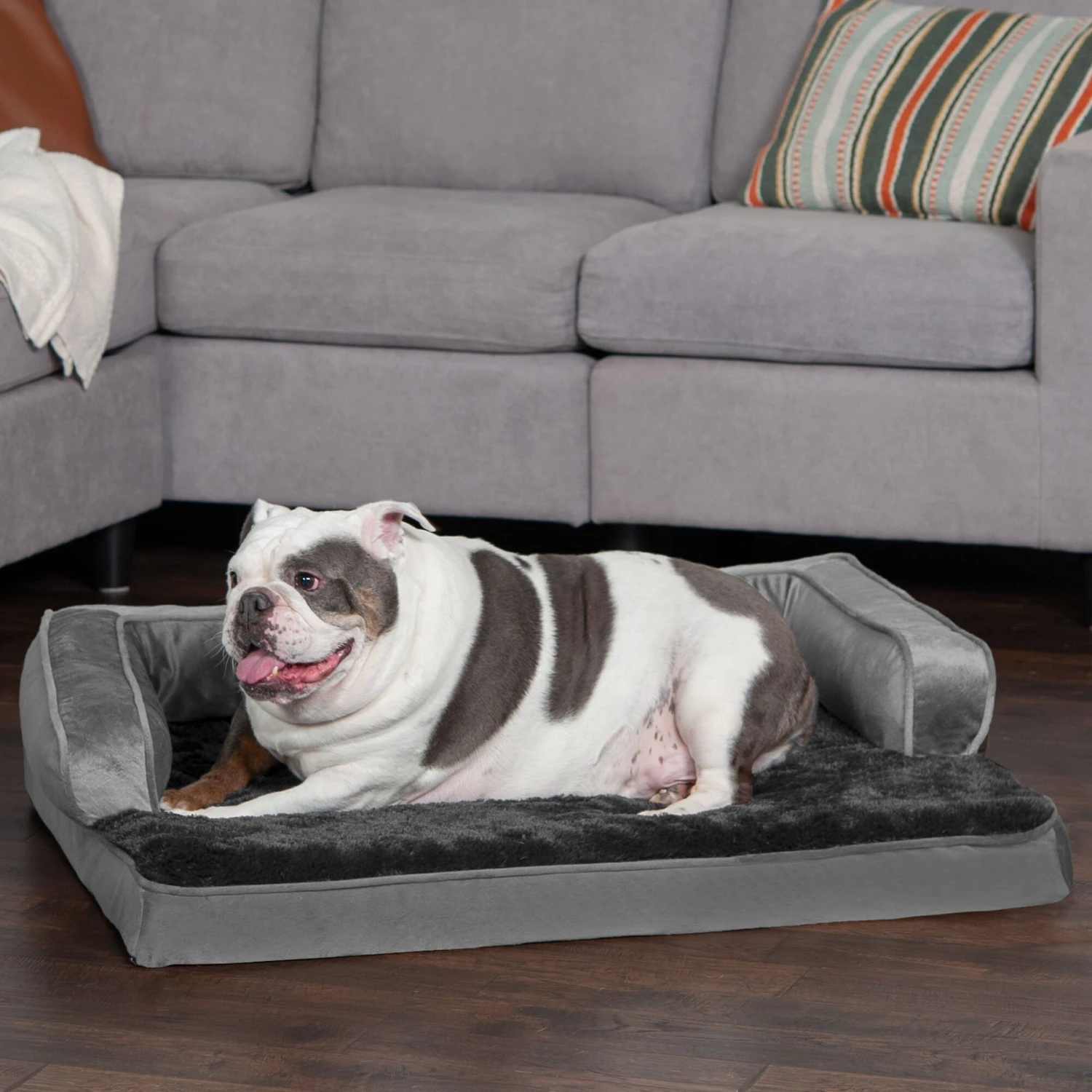 FurHaven Plush & Velvet Cooling Gel Comfy Couch Dog & Cat Bed 3 FurHaven Plush & Velvet Cooling Gel Comfy Couch Dog & Cat Bed